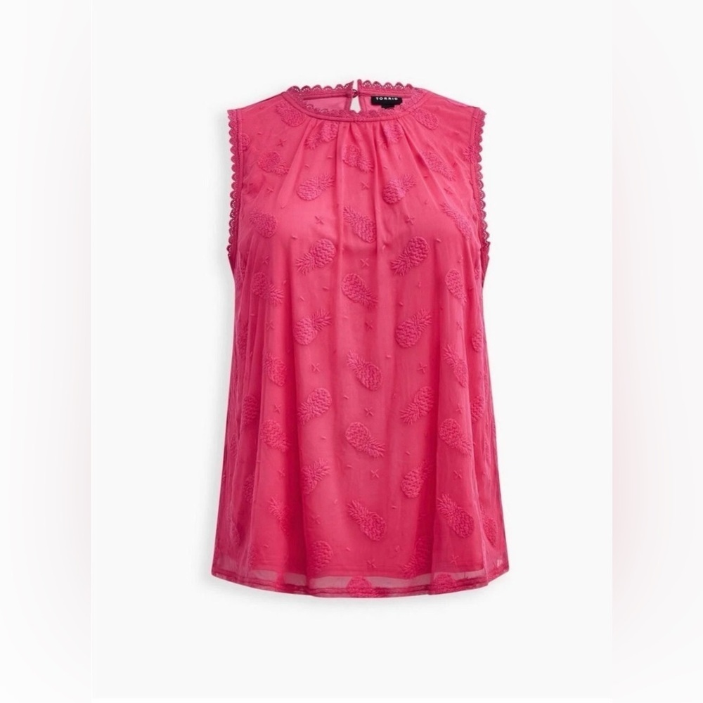 Torrid Women’s Barbie Pink Pineapple Print Sleeveless Summer Top Size 4X NWT